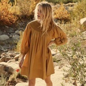 Doen Theda Mini Dress in Wheat Gold Yellow Size XS NWT